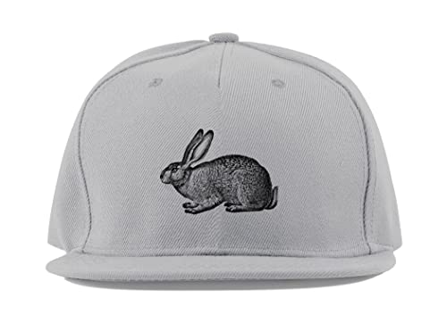 Chapeau de baseball unisexe respirant visière plate gris motif lapin chapeau coton été ajustable