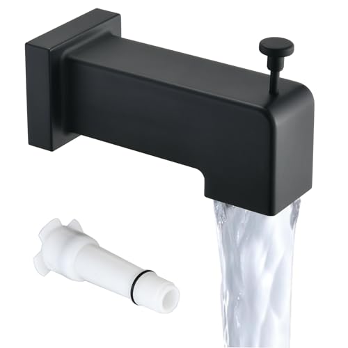 YASINU Slip On Diverter Tub Spout Sleek Square Design for Bathroom Fits 1/2 Copper Pipe (5/8 OD) Child-Safe Rounded Edges Easy Installation Matte Black