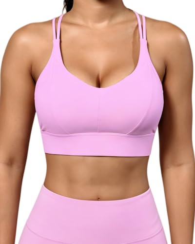 Image of Grace Form Sports Bra for Women Strappy Medium Support Push Up Padded Sports Bra for Running Workout Bra Yoga Bra