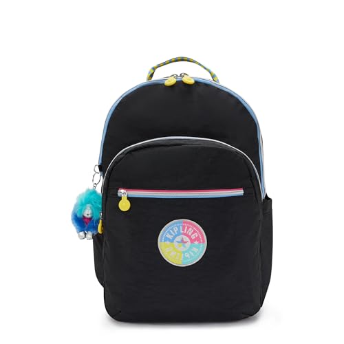 Kipling Mochila para laptop Seoul extragrande de 17 polegadas, Preto verdadeiro Fc25, Large, Mochila Seoul extragrande para laptop de 43.2 cm, durável, espaçosa com alças acolchoadas