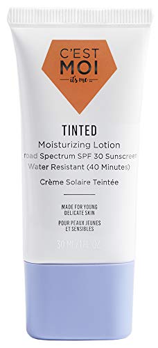 C'est Moi Tinted Moisturizing Lotion SPF 30 | Gentle, Hydrating Formula Provides Broad Spectrum SPF Protection with Sheer, Buildable Coverage, Fragrance-Free, Hypoallergenic | Honey, 1.0 Fl Oz