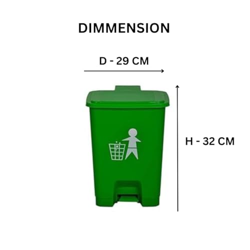 Image of Biomedical waste bins Plastic Pedal Dustbin for hospitals (12Ltr, Green) With 5 Pcs Bio Hazard Bags Free
