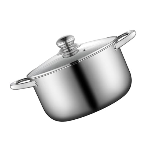 BAZEITFLOW Olla de Acero Inoxidable con Asas Cocina Multifuncional Práctica para Inducción Tipo de Fuegos Ahorro Energético y Calor Uniforme