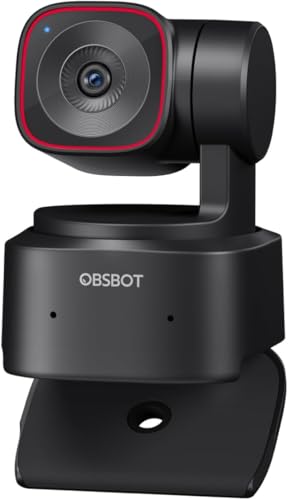 OBSBOT Tiny 2 Lite 4K Webcam PC, câmera de streaming PTZ com rastreamento IA e sensor 1/2', controle gestos HDR microfones webcam computador mesa laptop reunião videochamadas 4K@30fps / 1080@60fps