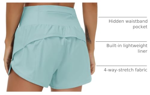 Image of THE GYM PEOPLE Womens High Waisted Running Shorts Quick Dry Athletic Workout Shorts with Mesh Liner Zipper Pockets