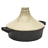 Para todo tipo de fuegos Tajine - Tajine de inducción y vitrocerámica (acero inoxidable, 28 x 28 x 25 cm), color crema