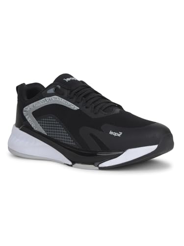 Image of Liberty Leap7x EVELSTER-E Men Sports Running Shoes - Black & White | Comfortable and Durable Lace-Up Closure - Suitable for Lacing Walking, Gym, Jogging and Outdoor Shoes for Man - Cushioned Footbed
