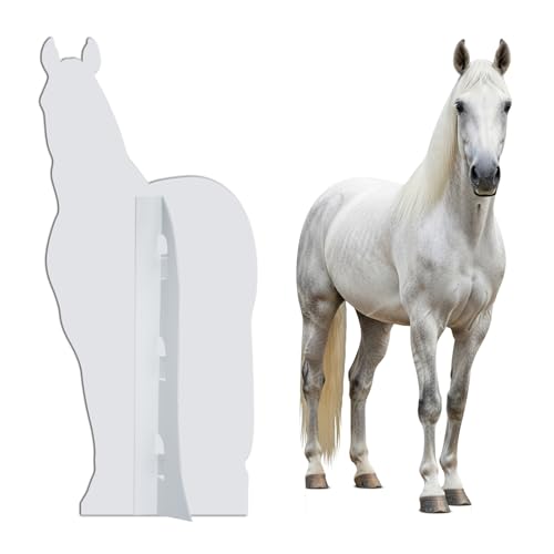 Image of White Horse 4FT Life Size Cardboard Cutout, 1 PC | Fun Animal Standup for Events, Party Decor, Birthday & Photos