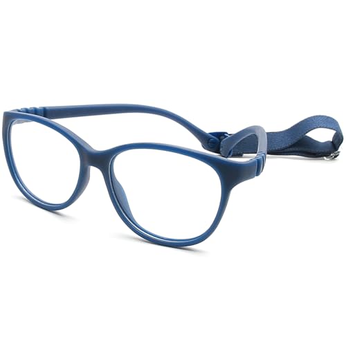La Mejor Lista de Monturas de gafas para Niño - los más vendidos. 49 Gafas Irrompibles para Niños y Niñas 8 a 12 años - Marco de Lentes Ópticas con Correa Talla M - Marco de Gafas Flexibles - Anteojos Prescripción Azul Marino