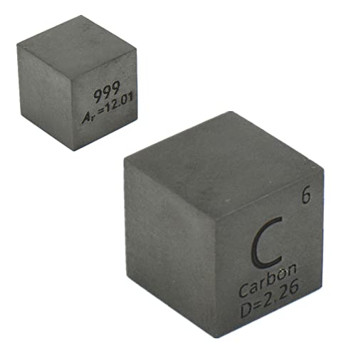 Carbon Cube C 99.9% Pure Graphite Element Cube Pure 10mm Density Cube for Element Collection Periodic Table Hunter, and More (0.39", Carbon)