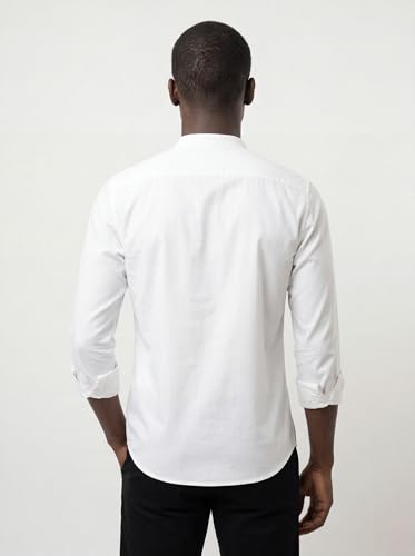 Image of Amazon Brand - INKAST Men's Cotton Blend Plain Solid Casual Shirt | Mandarin Collar | Full Sleeves | Regular Straight Fit | Office & Daily Casual Wear