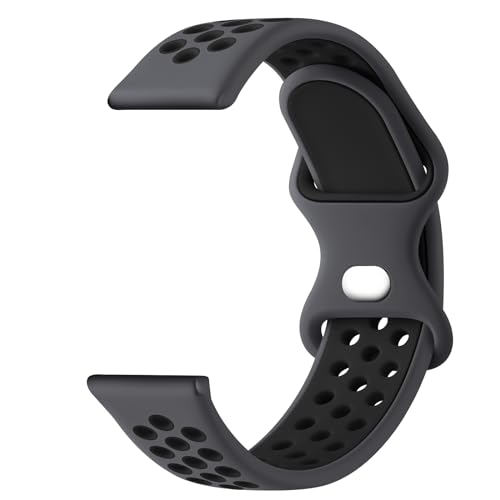 YLK Correa para Reloj Inteligente 20mm, Liberación Rápida de Dos Colores Silicona Suave Pulseras de Repuesto para Smartwatch Hombre Mujer (Gris Negro)