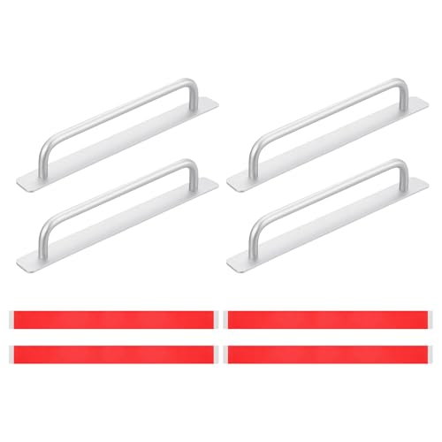 Image of uxcell 4Pcs Barn Door Handles, 244mm / 9.6 Inch Length Hole Center Sliding Gate Door Pull Handle Aluminum Alloy Cabinet Handles with Base for Kitchen Bathroom Wardrobe Closet (Silver)
