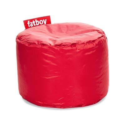 Fatboy® Point Taburete en Nylon | Rojo | Asiento Redondo | Puf/Puff de Moda/reposapiés/mesita | 35 x ø 50 cm