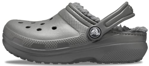 Image of Crocs Kids' Classic Lined Clog | Girls and Boys Slippers, Slate Grey, 13 Little Kid