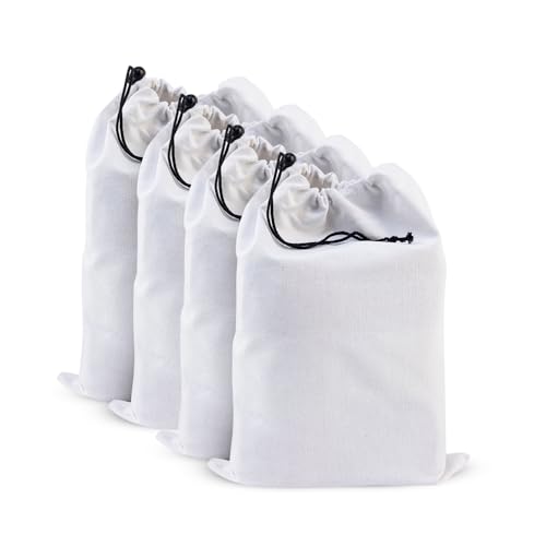Image of LFH Cotton Rich Shoe Storage Bags with Drawstring, Dustproof Breathable Reusable Organizer, Perfect For Travel, Dorm, Hotel, College, Gym, Easy to Carry, Machine Washable 12 inchx17 inch (Pack of 4) - White
