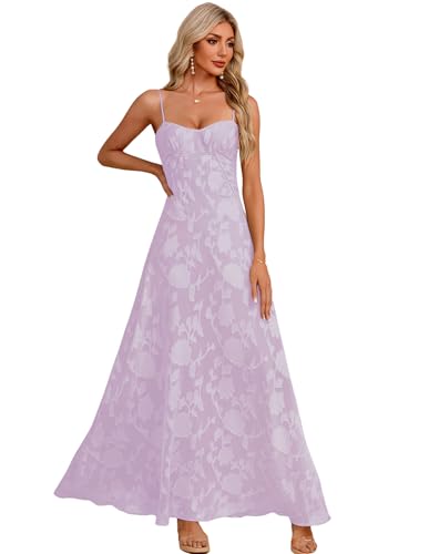 Image of Women's Elegant Wedding Guest Dress Spaghetti Straps Slim Fit Floral Sleeveless Formal Dress Maxi Evening Party