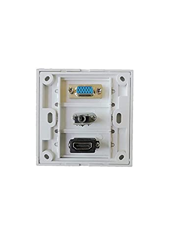 Image of HDMI /VGA /AUX Multimedia Modular Wall Socket Face Plate Socket Plug Jack Cable or Adapter for Home /Office. (HDMI /VGA /AUX)
