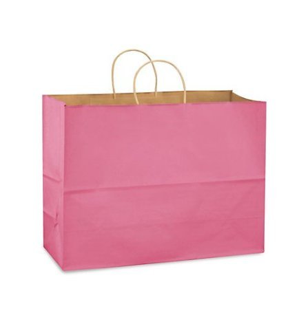 Bolsas de papel de estraza extra grandes de color rosa, bolsas de la compra, tamaño 16 ancho x 12 alto x 6, 25 bolsas, fabricado en Estados Unidos