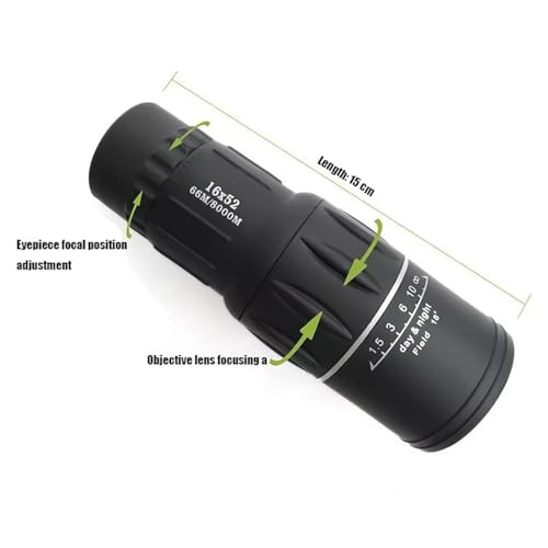Image of HD Optical Monocular Camping Hiking Telescope Bird Watching | Compact - Waterproof Device | Dual Zoom Focus Telescope Black (16 x 52) ||