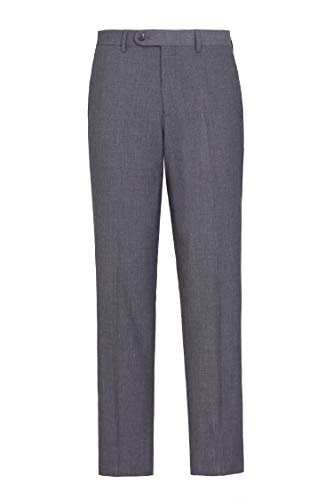 AMY ZHU Mens Premium Straight Fit Flat Front Dress Pant Grey