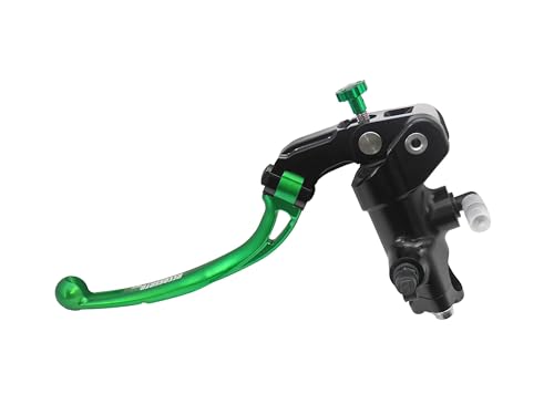 Bomba de embrague forjada 19 x 20 con carcasa de bomba anodizada negra, palanca de bisagra larga verde (botón + palanca) para Suzuki GSX-R 750 de 2004 a 2005, CC 750
