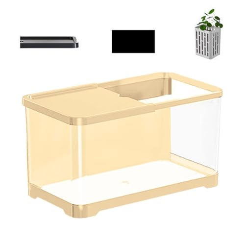Aquarium Fish Tank | 30.6×19.6×18.4cm Small Aquarium Decorative Saltwater Aquarium Kit | Creative Fish Aquarium With Basket, Ver