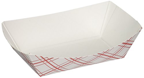 Specialty Quality Packaging 8706#25 Specialty Food Tray, White with Red Plaid (Pack of 1000)