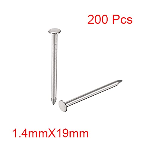 200 piezas de clavos pequeños de cabeza redonda de acero de 1.4x19 mm para joyería, caja de bisagra y muebles miniatura 2