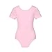 Girls Dress 2 Piece Set Pink Wrap Style Ballet Basic Leotard Short Sleeve 9-10