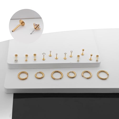 jagosen Flat Back Stud Earrings Cartilage Earrings for Women Men Hypoallergenic Threadless Flat Back Earring Surgical Steel Earring Tragus Helix Labret Lip Medusa Conch Body Piercing Jewelry by jagosen - Image 7