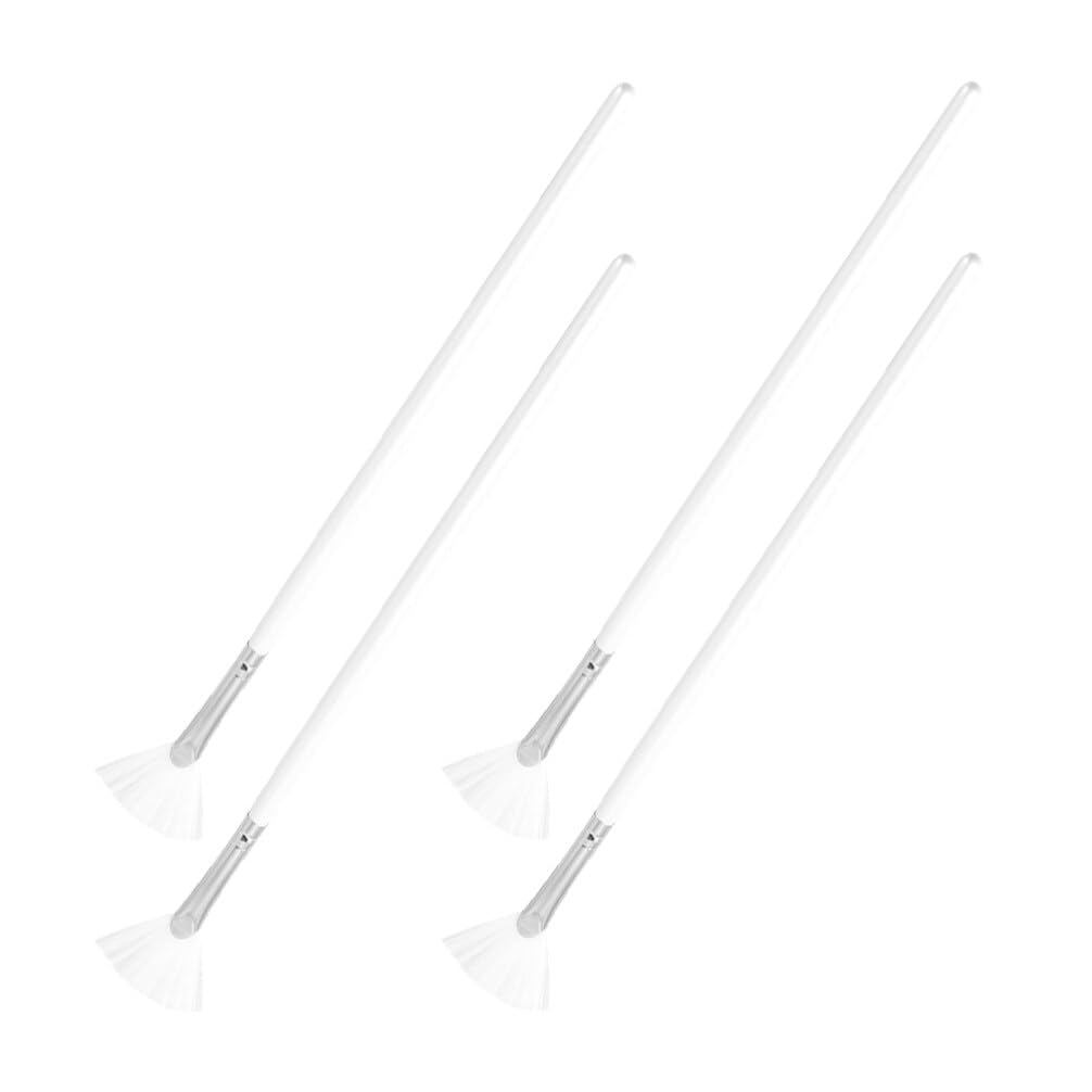 Baluue Fan Brushes for Facial 4pcs Fan Mask Brushes, Soft Fan Facial Mask Applicator Tools, Makeup Brushes Cosmetic Tools with Handle for Women Girls Mud Cream Peel Glycolic Makeup