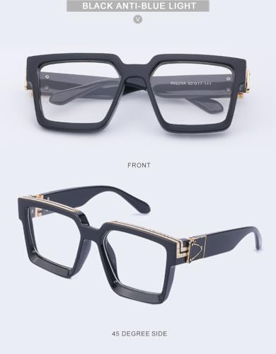 Image of Luxury Eyewear, Designer Square Sunglasses, UV 400 protection, Thick and strong Frame, for Men and Women (Black)