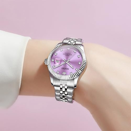 Image of OLEVS Watch Women Silver Watch for Women Luxury Diamond Womens Watches for Small Wrist Stainless Steel Waterproof Analog Quartz Date Elegant Reloj para Mujer