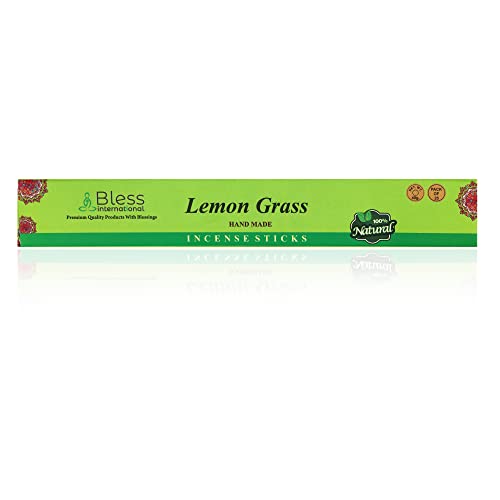 Bless-Lemon-Grass-Incense-Sticks 100%-Natural-Handmade-Hand-Dipped Organic-Chemicals-Free For-Purification-Relaxation-Positivity-Yoga-Meditation The-Best-Woods-Scent (25 Sticks (40GM))