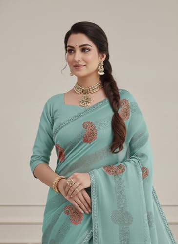 Image of Yashika Women's Georgette Art Silk Bandhej Zari Work Embroidered Saree | Women Sari