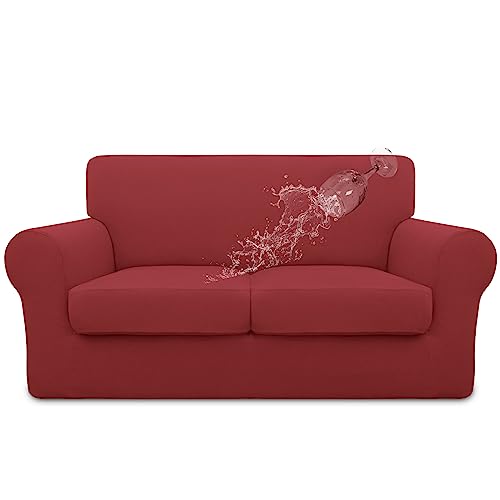 Easy-Going 100% Dual Waterproof 3 Pieces Loveseat Cover Stretch Soft Couch Cover for Dogs, Sofa Slipcover for 2 Separate Cushion Couch Leakproof Furni