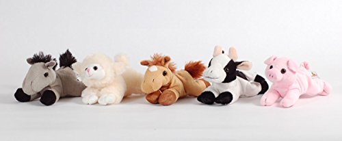 Plush Farm House with Animals- Five (5) Stuffed Farm Animals (Horse, Lamb, Cow, Pig, Grey Horse) in Play Farm House - Thumbnail 4