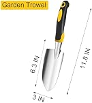 3-Piece Gardening Tool Set, Heavy Duty Hand Tools with Ergonomic Non-Slip Handle, Includes Trowel, Transplanting Spade & Hand Rake Cultivator, Ideal for Planting, Weeding & Small Garden Tasks