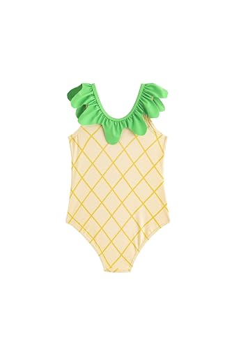 LIZENS Girls One Piece Swimwear 2-12years Ruffle Trim Pineapple Cute Tropical Fruit Beach Bathing Suit for Kids Swimsuit?BDG26204,7-8T