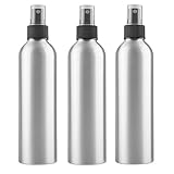 3 PCS 250ML 8.3OZ Aluminum Silver Fine Mist Spray Bottles Refillable Empty Sprayer with Black Nozzle Perfume Facial Water Travel Container Cosmetic Dispenser Jar