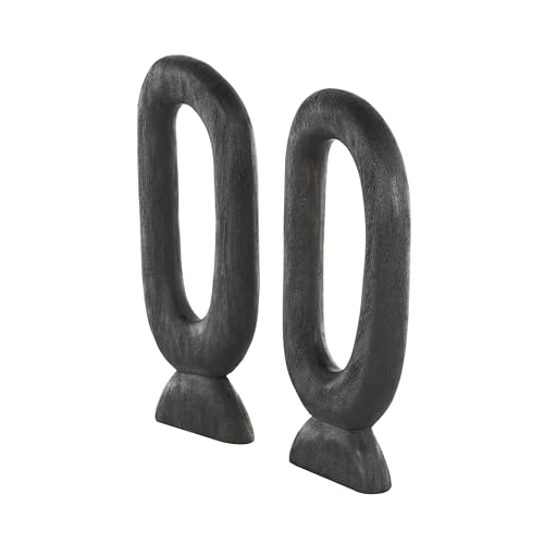 Escultura decorativa abstracta de madera de mango, set 2 piezas miniatura 7