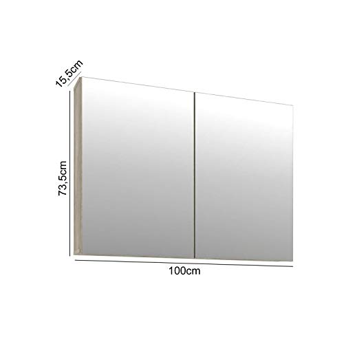 Espelheira para Banheiro 2 Portas 2 Prateleiras Malbec Móveis Bosi Barrique/Argento