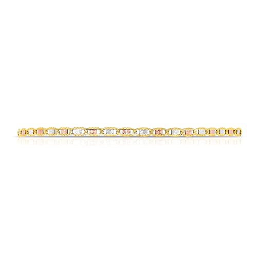 Floreo 10k Tri-Color Gold 2.5mm Valentino Link Chain Bracelet or Anklet4