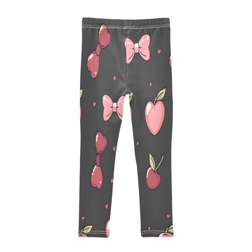 Toddler Girls Leggings Printed Yoga Pants Leggings Cherry Heart Black Background for Kids2