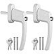 AUTOUTLET Abschließbare Fenstergriffe, 2PCS Aluminium Sicherheitsfenstergriff Fensterschloss Kindersicherung mit Druckknopf & Schloss in Stiftlänge 35mm, Fenster Windows Türgriffe Balkontürgriff(Weiß)
