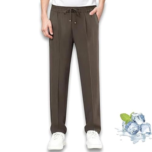 oribloom Mens Pants, Orinbloom Airflexion - Pull on Ice Silk Comfort Everyday Pants, Stretch Straight Loose for Men