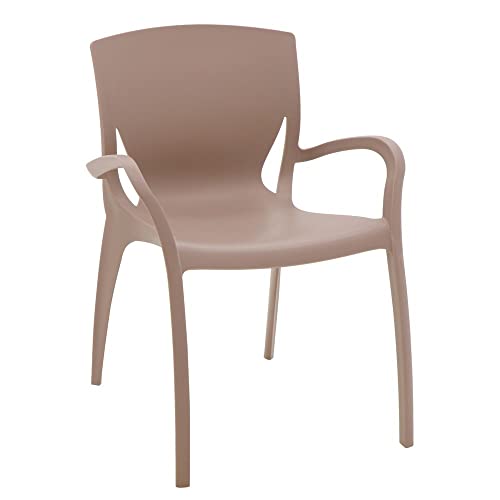 Cadeira Tramontina Clarice Summa em Polipropileno e Fibra de Vidro Camurça com Braços