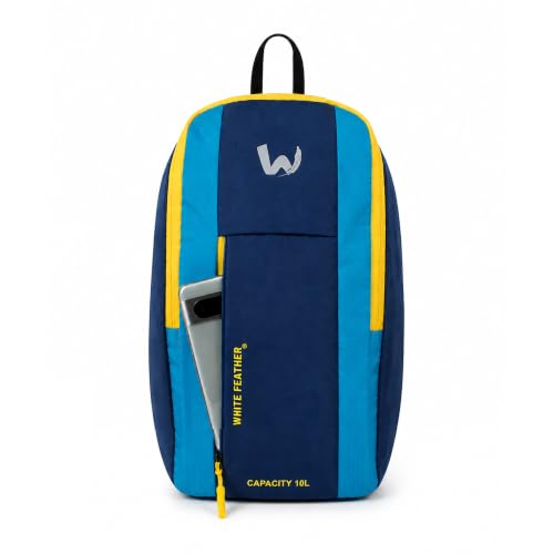 Image of White Feather Dinky Compact Backpack | 10L Lightweight Water Resistant Daypack for Gym Cycling Running Travel Daily Use | Small Casual Backpack for Men Women (Navy Blue Blue)