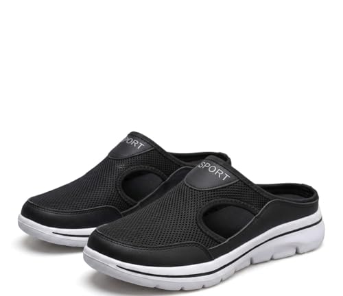 Image of Salma Footwear Men's Sports Clogs for Men | Lightweight Mesh Slip-On Mule Shoes | Anti-Skid Comfortable Casual Outdoor Walking Clogs | Black